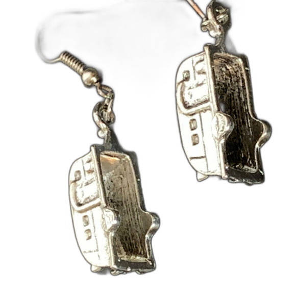 NEW Silver Vintage Happy Camper 3D Dangle Earrings Travel Trailer RV Detailed! - Picture 5 of 5